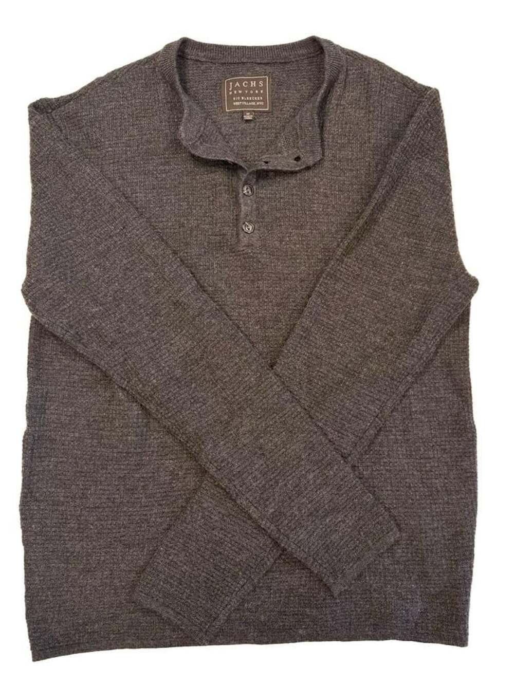Jachs New York Henley Sweater Size M Charcoal Merino Wool